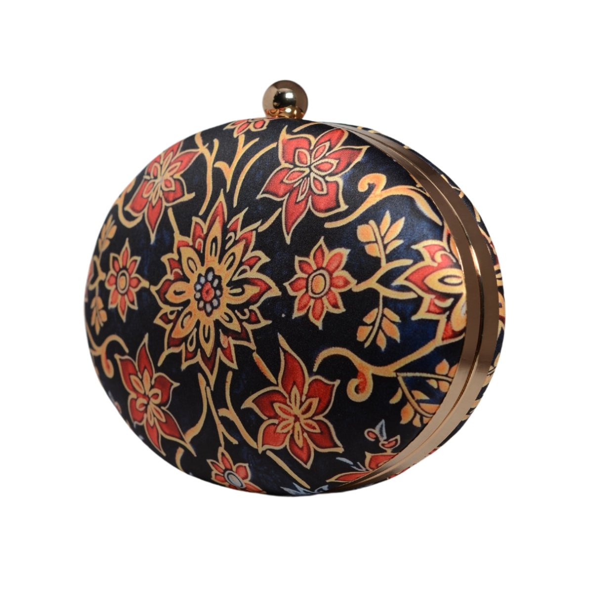 Red Floral Batik Print Oval Clutch
