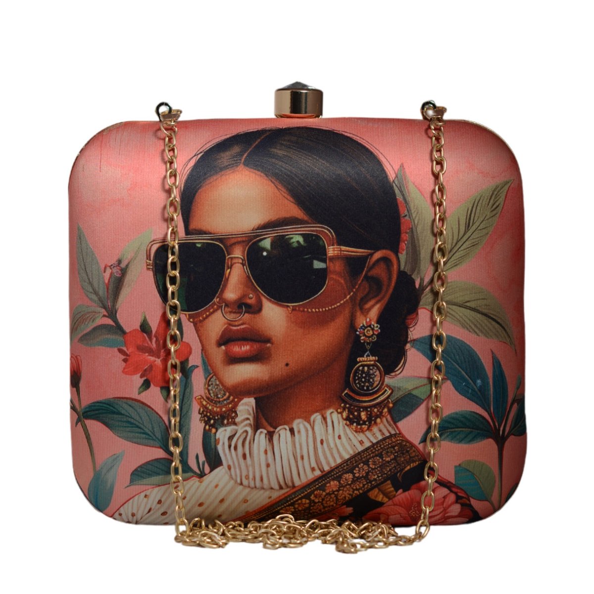 Elegant Brown Woman Portrait Clutch