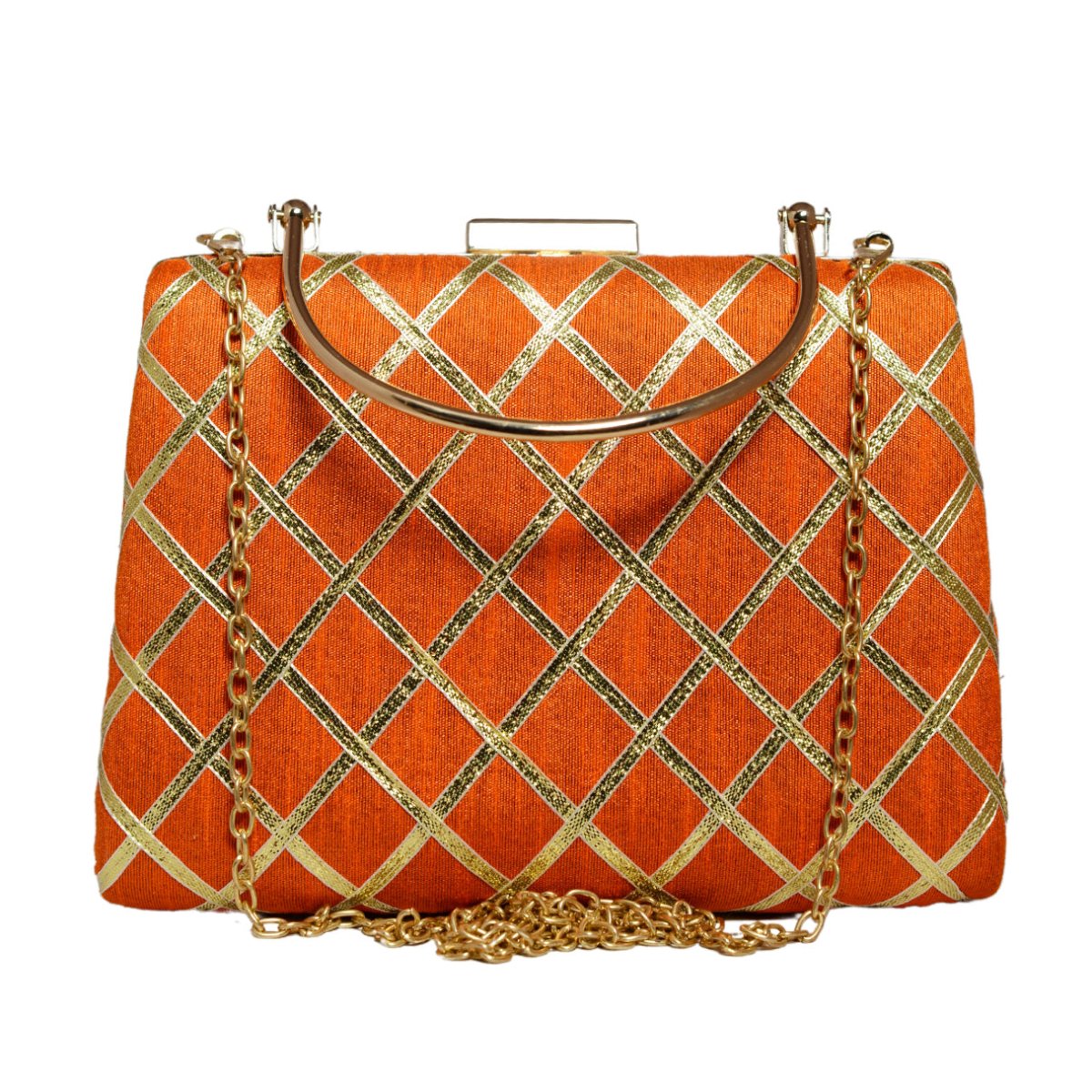 Orange Gota Patti Fabric Clutch
