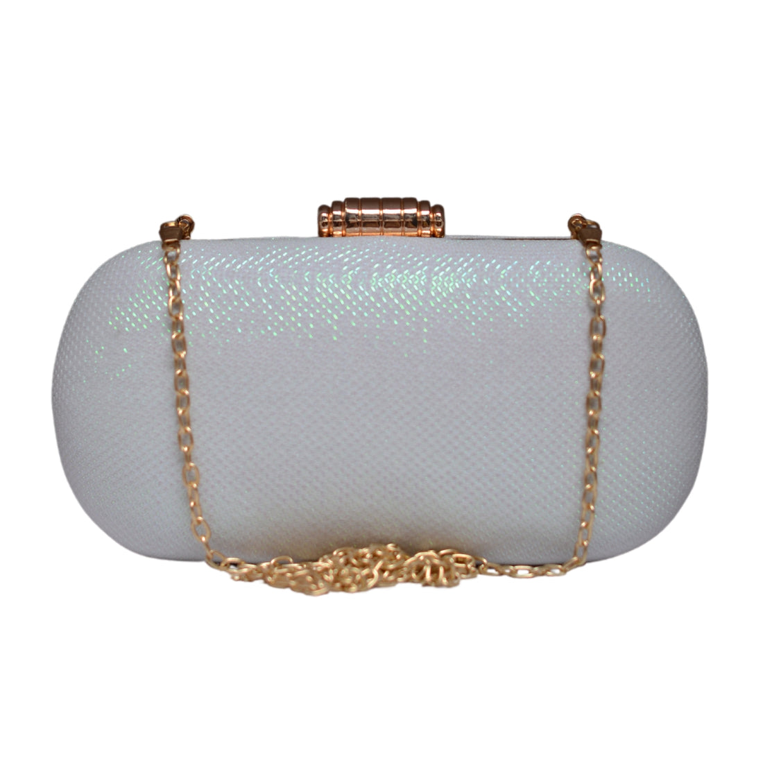 White Shimmery Fabric Clutch