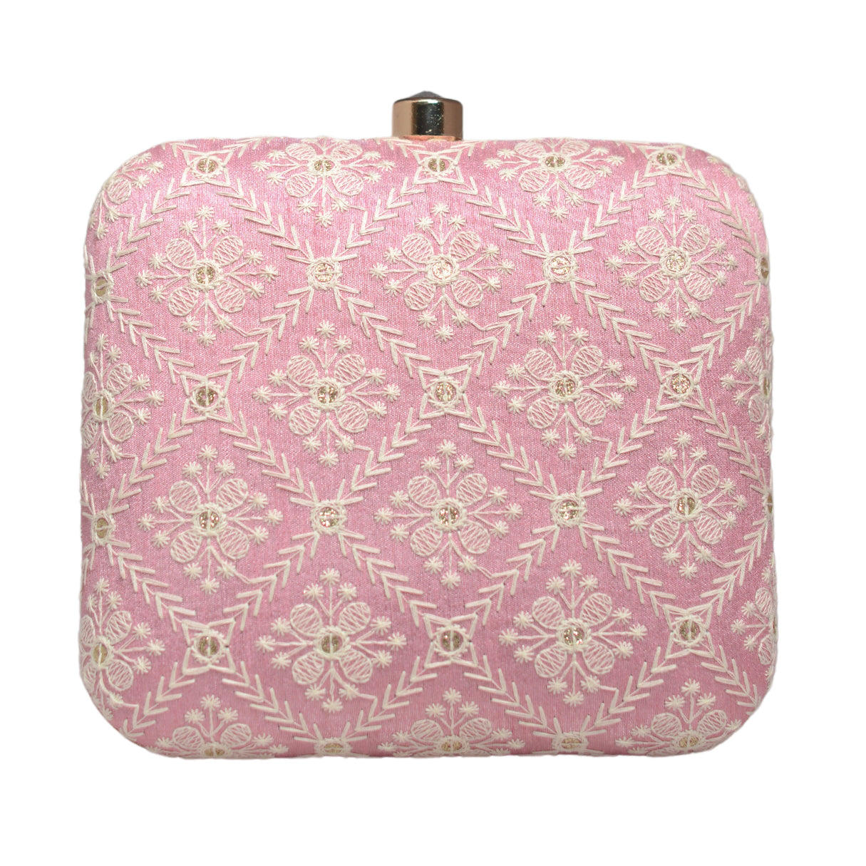 Pink Chikankari Embroidery Clutch