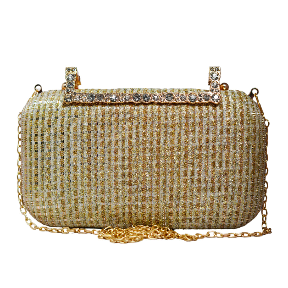 Beige Shimmery Fabric Clutch