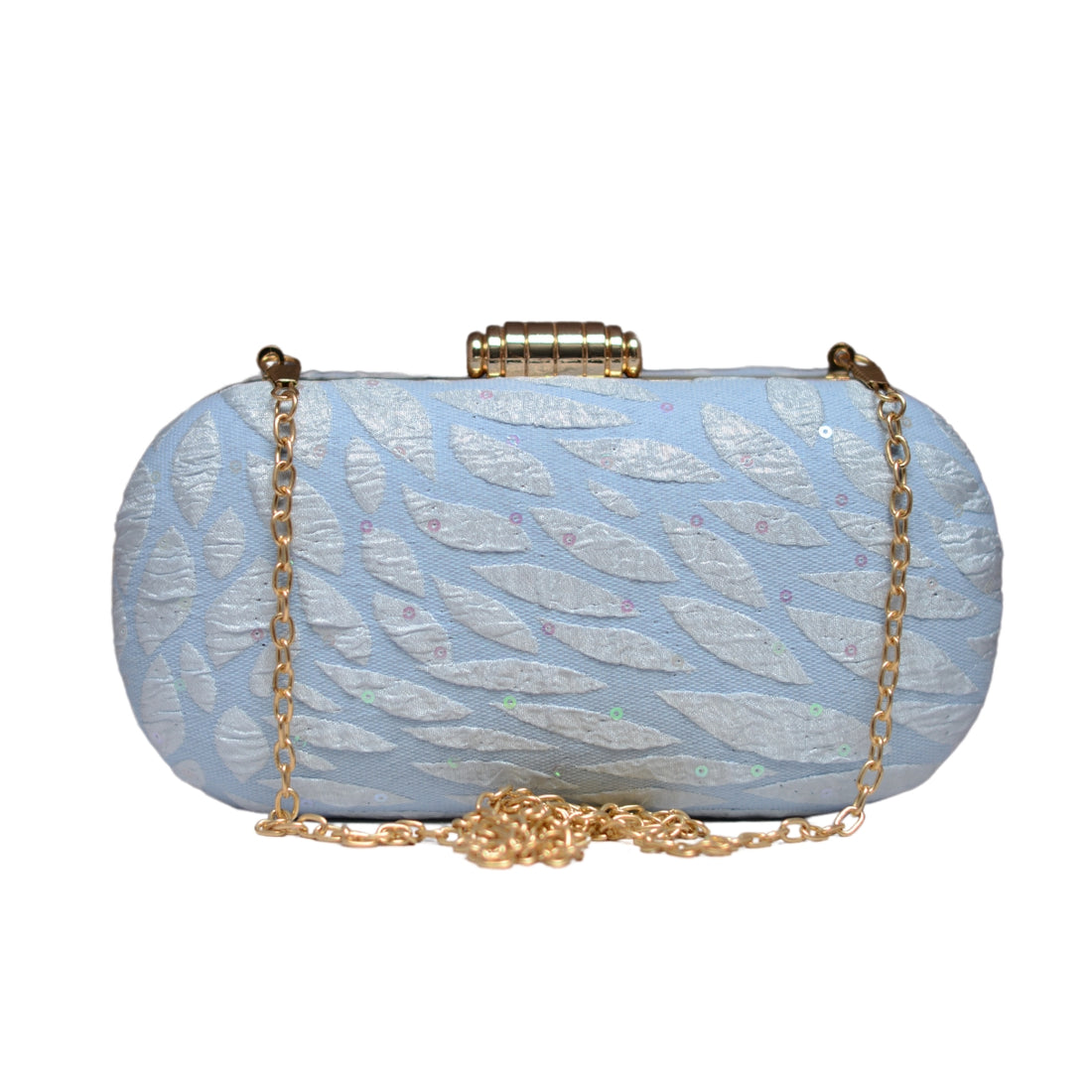 Blue Embroidery Fabric Clutch