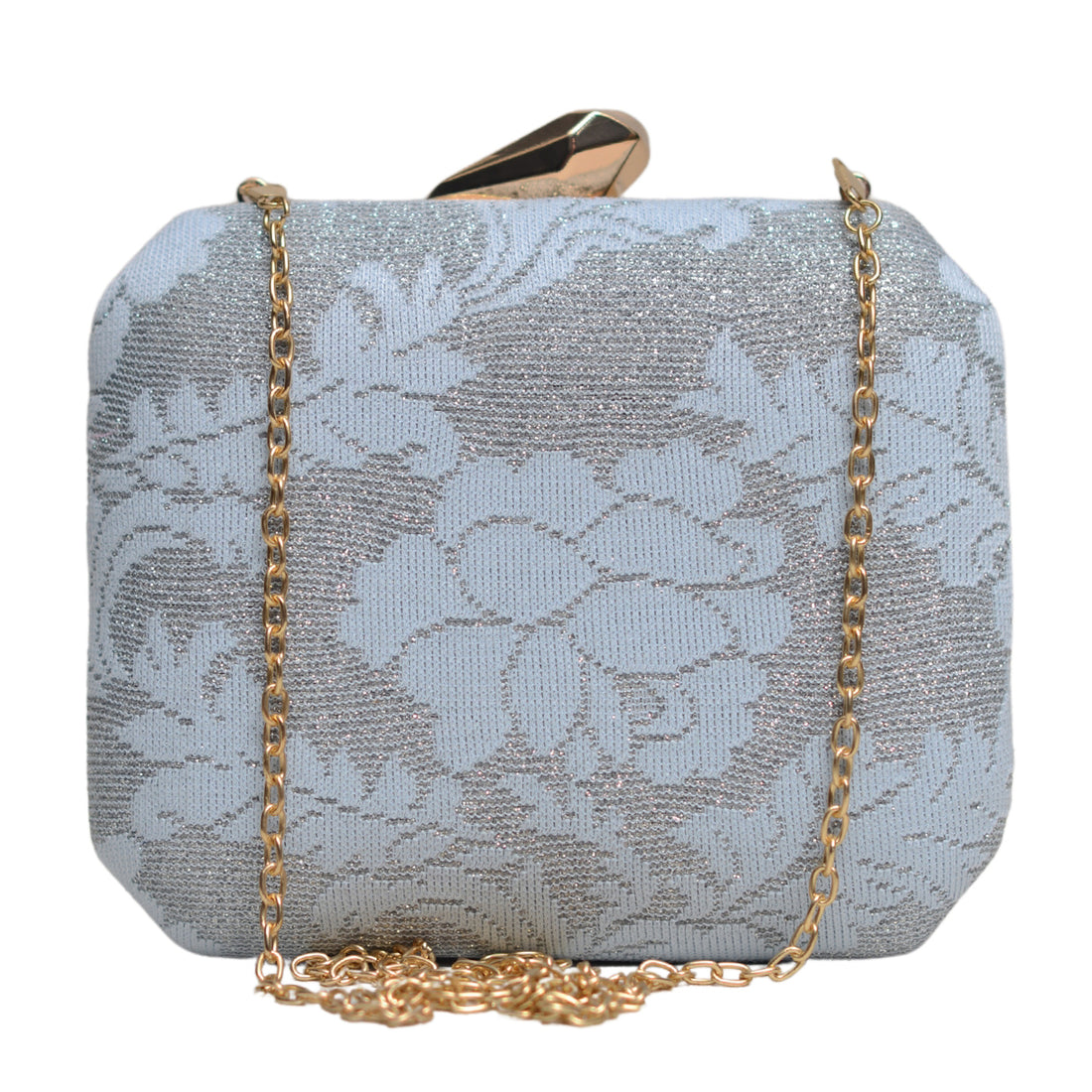 Pastel Blue Floral Pattern Clutch