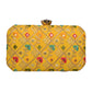Yellow Sequins Floral Embroidery Party Clutch