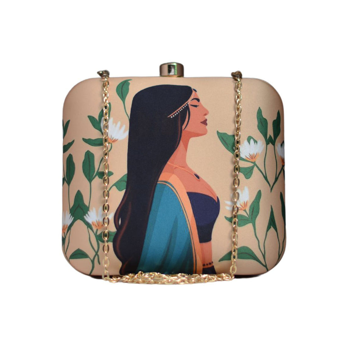 Artklim Brown Girl Portrait Printed Clutch