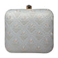 White Threadwork Embroidery Party Clutch