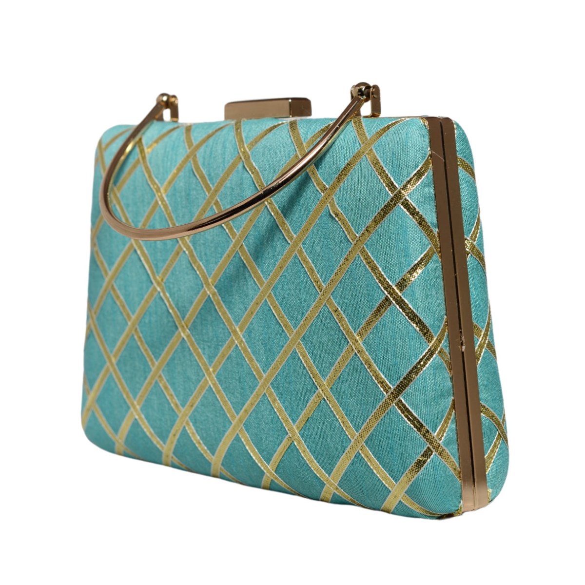Sky Blue Gota Patti Fabric Clutch
