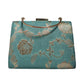 Blue And Golden Floral Brocade Fabric Clutch
