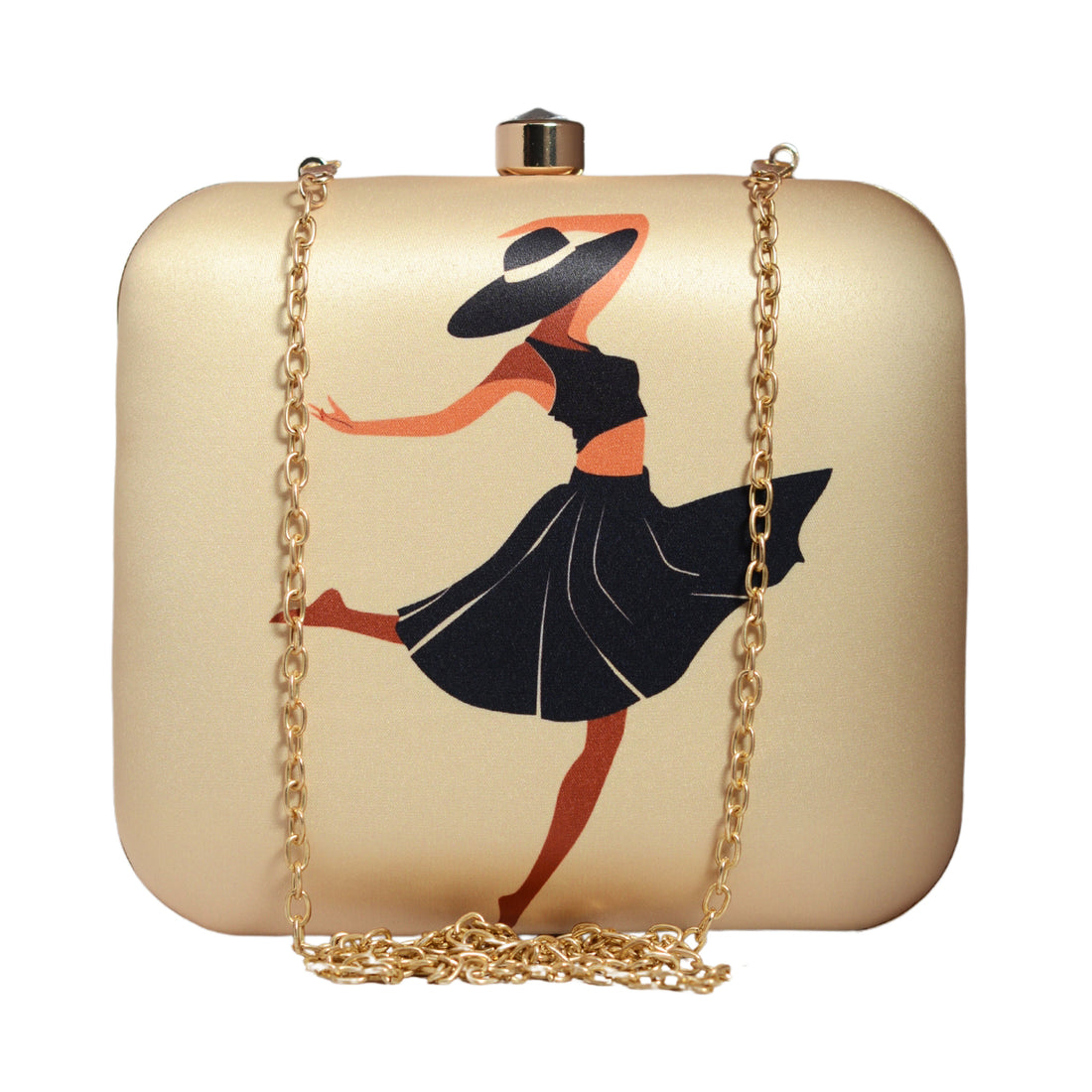 Dancing Lady Printed Clutch