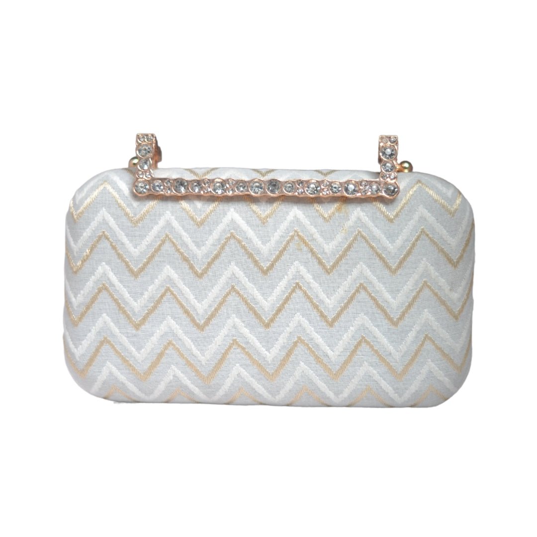 Artklim White Embroidery Party Clutch