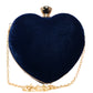 Blue Velvet Fabric Heart Shape Clutch