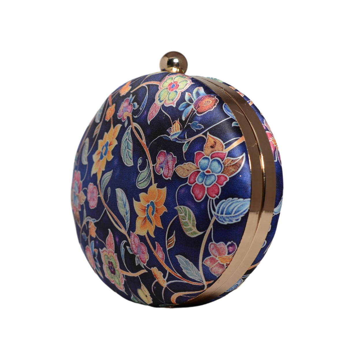 Blue Floral Printed Oval Clutch