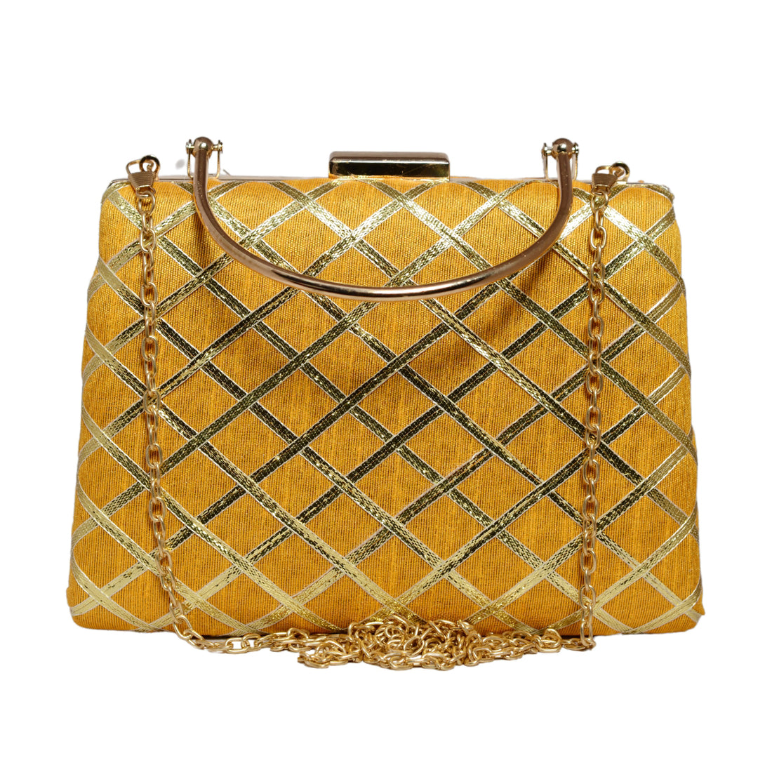 Mustard Yellow Gota Patti Fabric Clutch