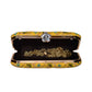 Yellow Sequins Floral Embroidery Party Clutch
