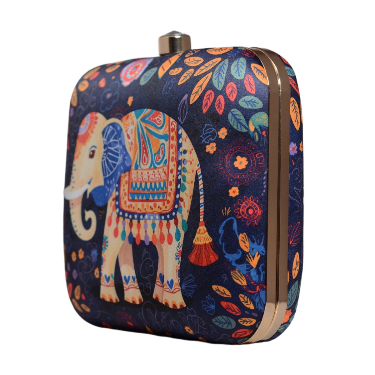 Black Elephant Printed Clutch