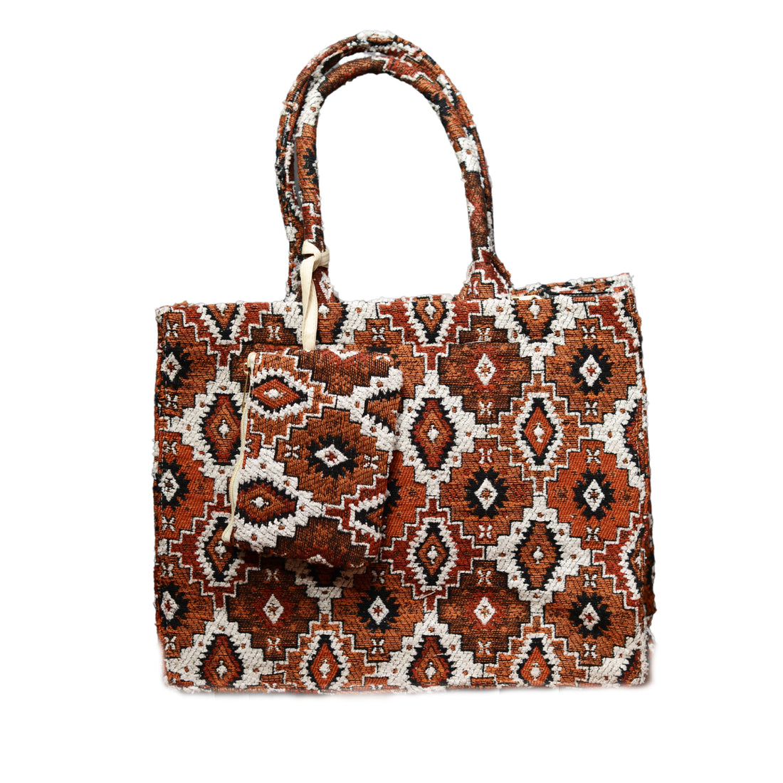 Brown and White Box Style Tote bag