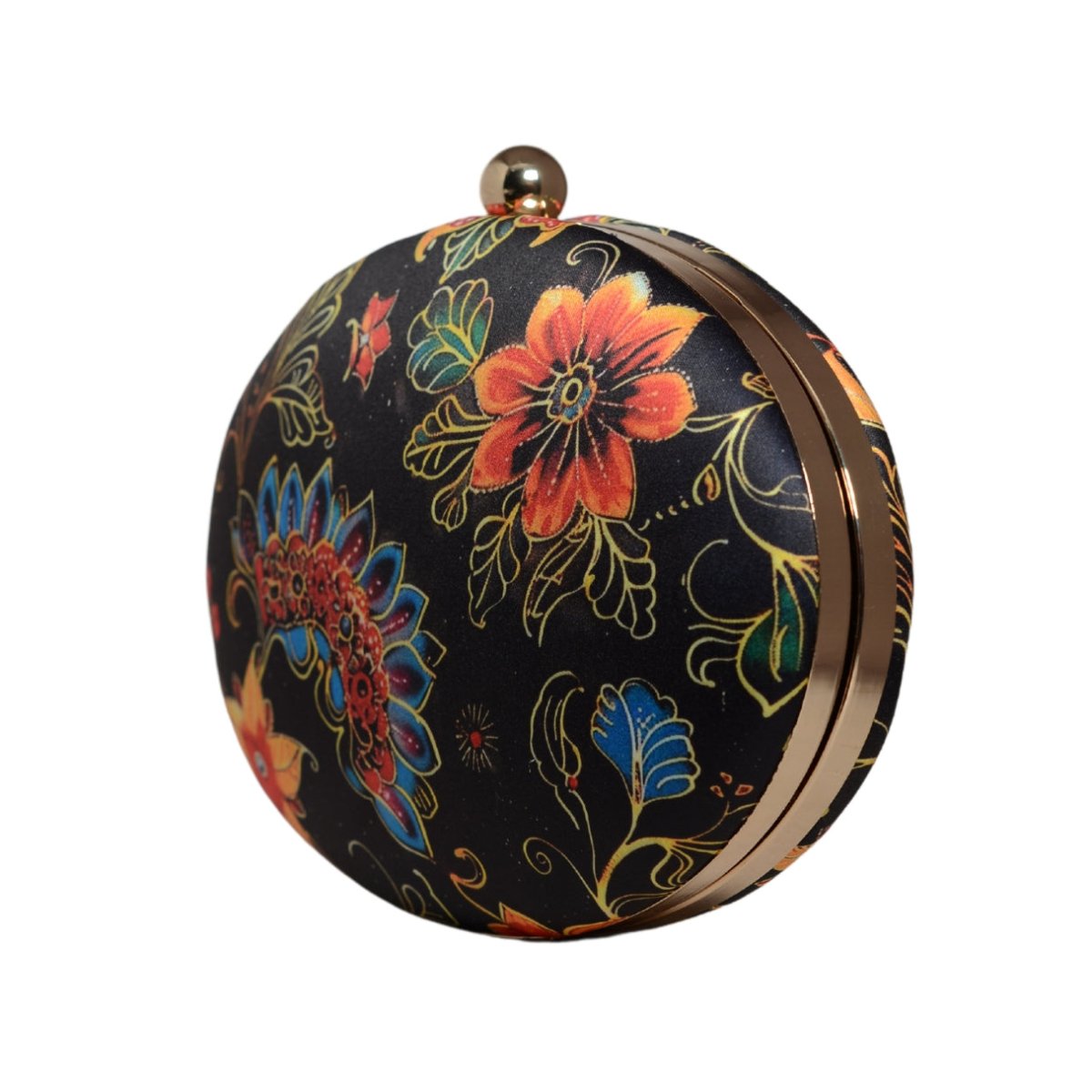 Multicolor Floral Batik Print Oval Clutch