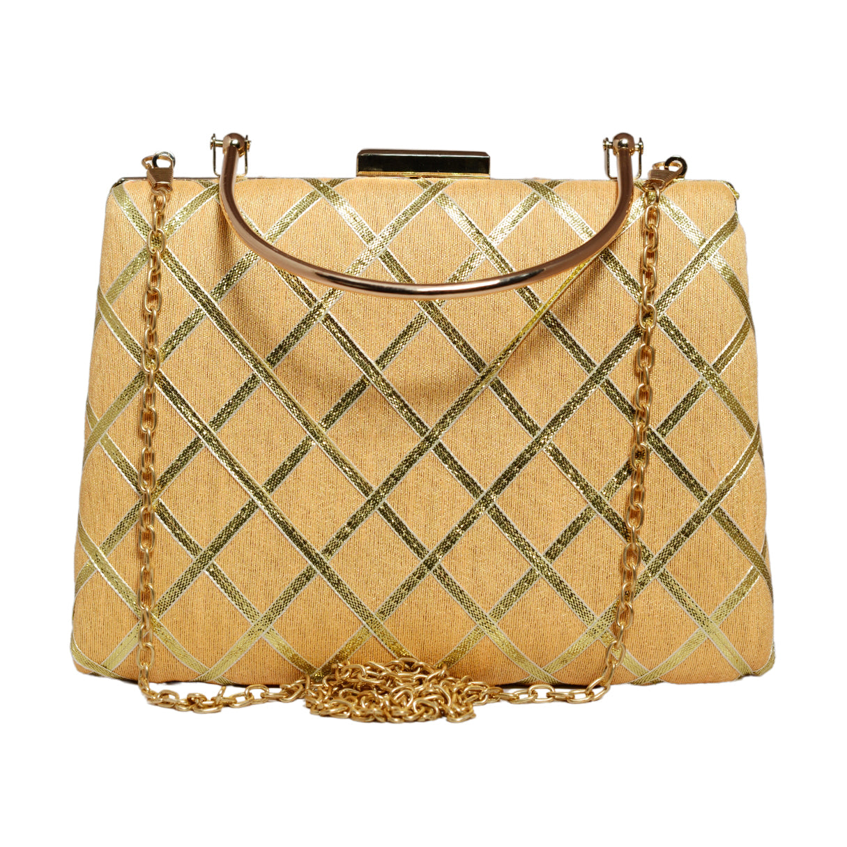 Cream Gota Patti Fabric Clutch