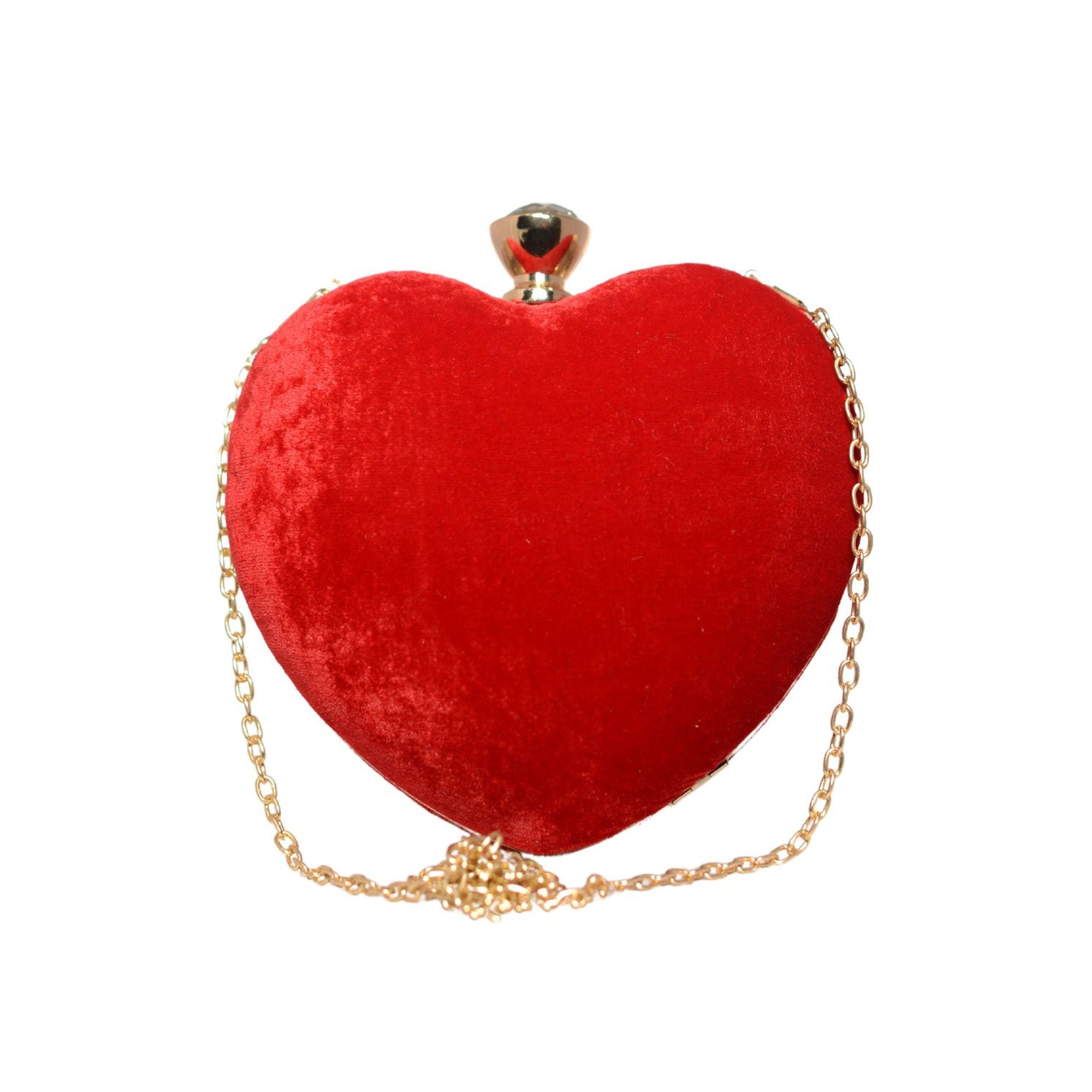 Valentine Special Red Velvet Heart Clutch & Eternal Red Roses Gift Box with Heart Design Necklace
