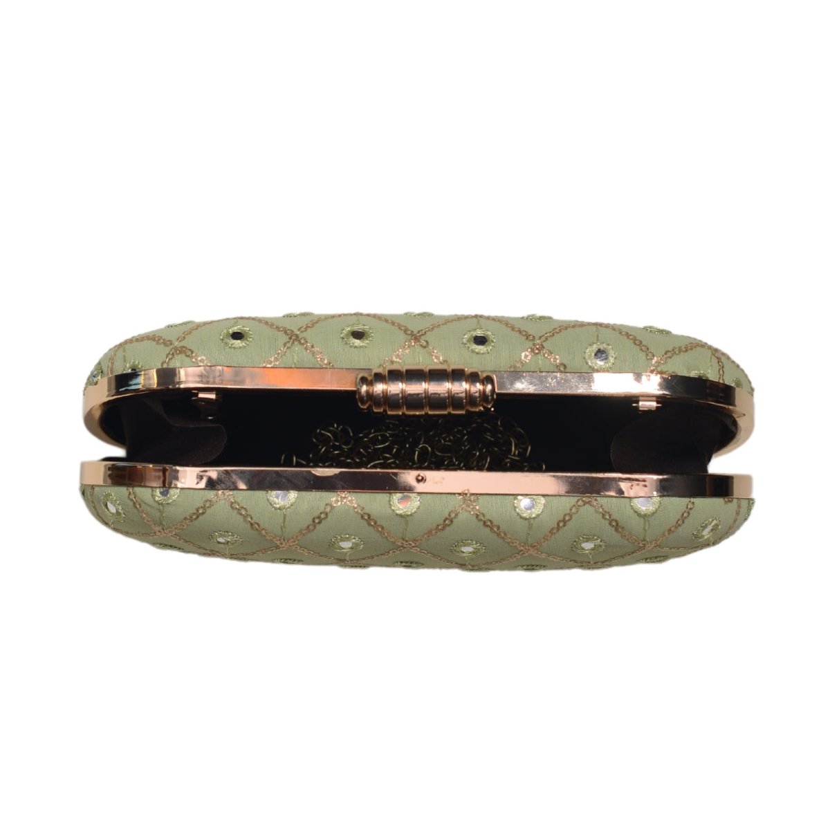 Light Green Sequins Checks Capsule Clutch