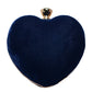 Blue Velvet Fabric Heart Shape Clutch