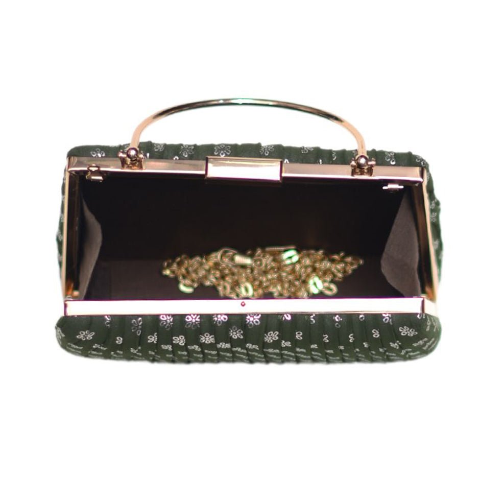 Artklim Green Floral Printed Clutch