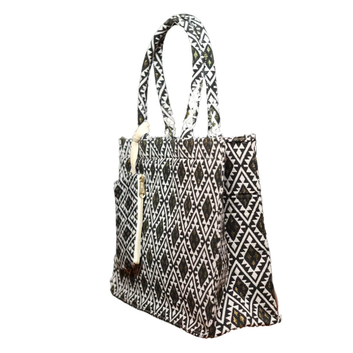 Multipattern Jacquard Box Style Tote bag