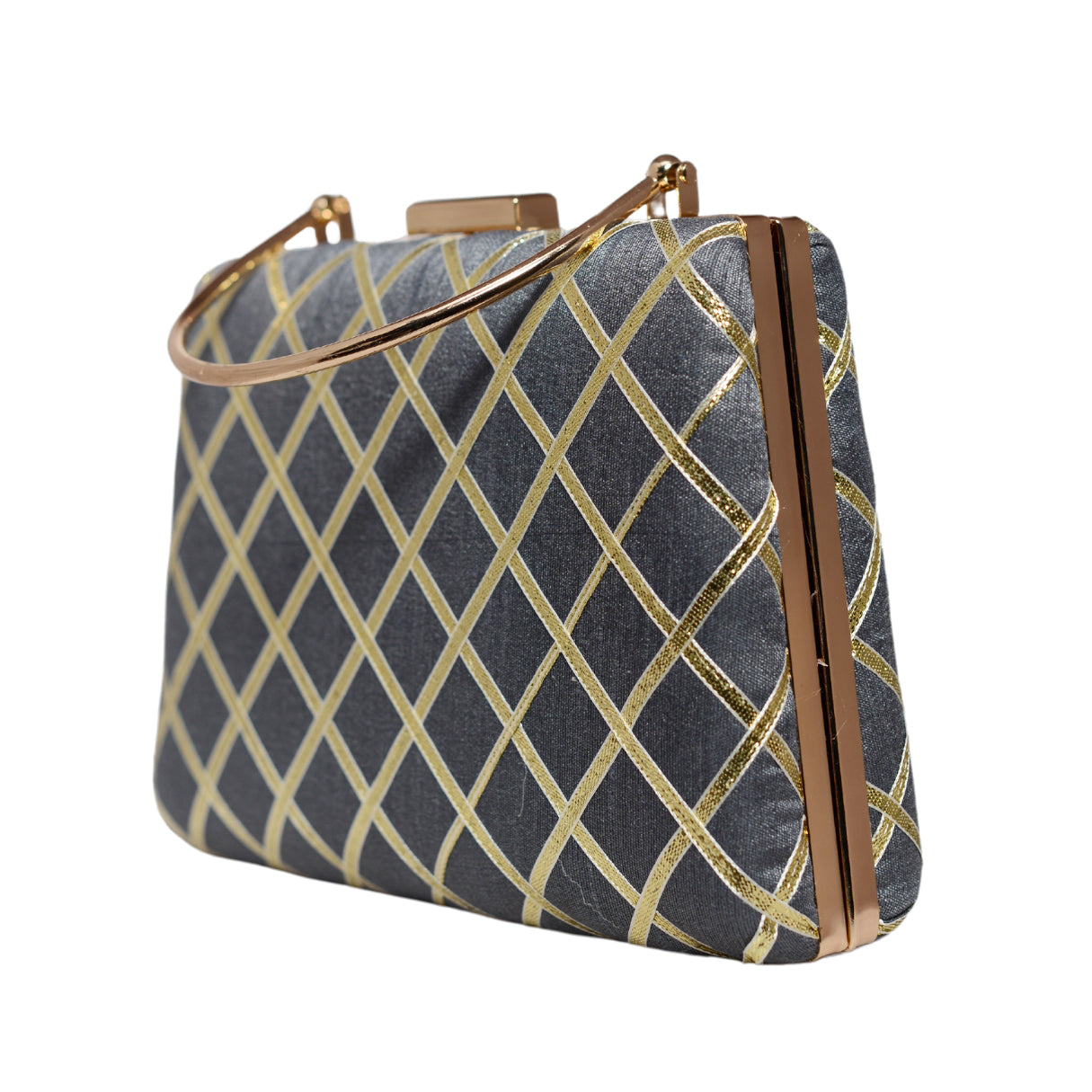 Grey Gota Patti Fabric Clutch