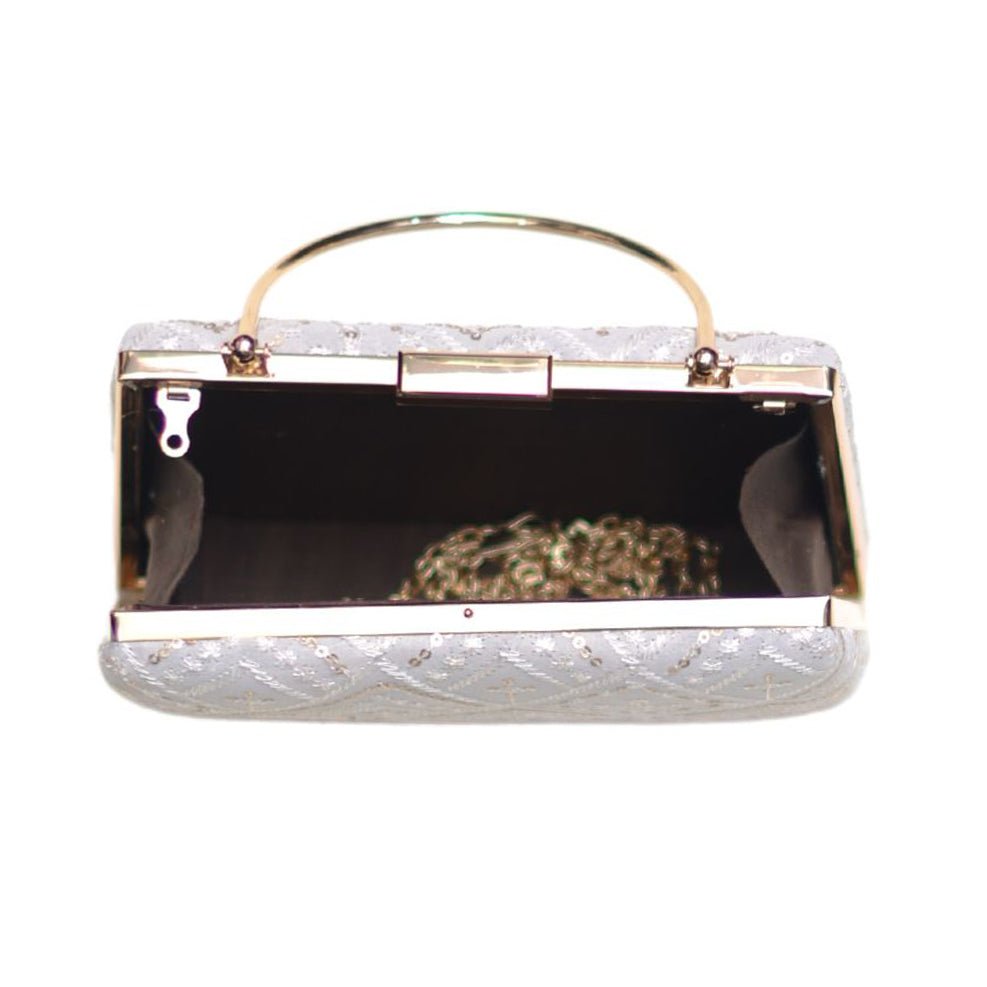 Artklim White Embroidery Party Clutch
