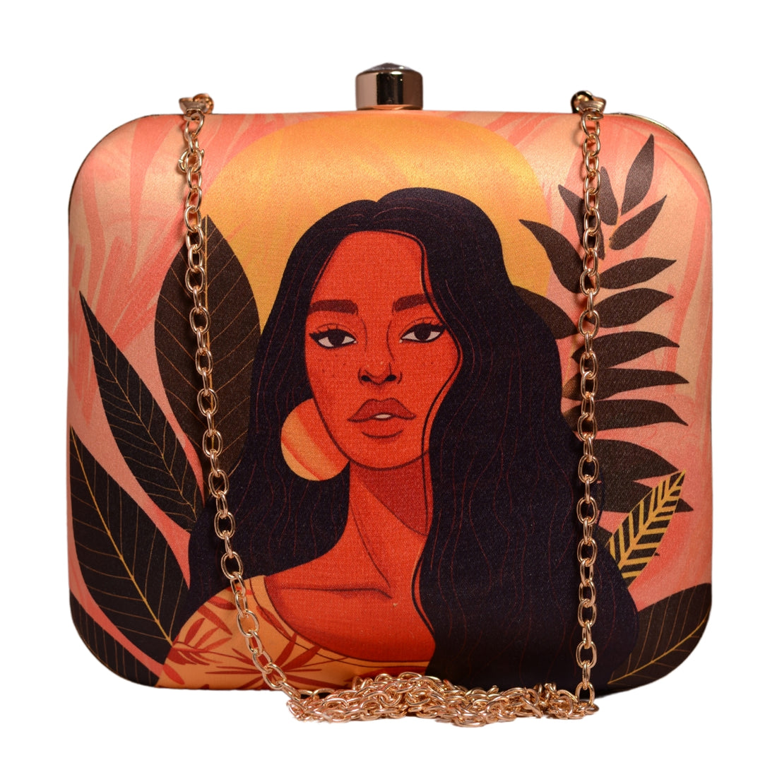 Afro Woman Portrait Printed Clutch