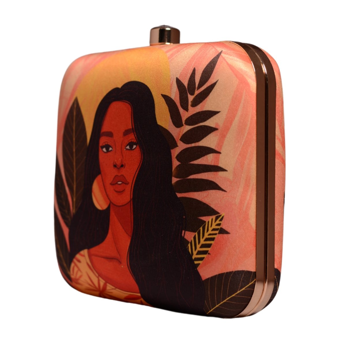 Afro Woman Portrait Printed Clutch