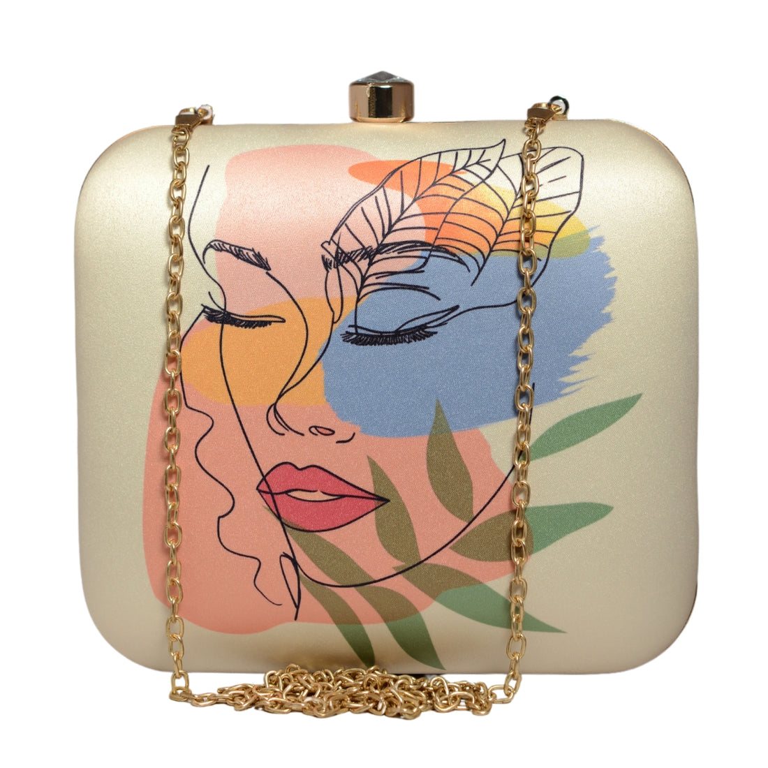 Abstract Art Face Printed Clutch