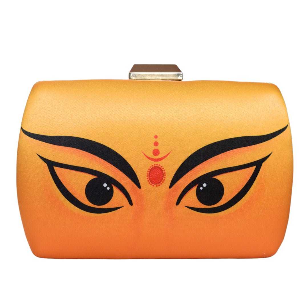 Artklim Durga Eyes Yellow Printed Clutch