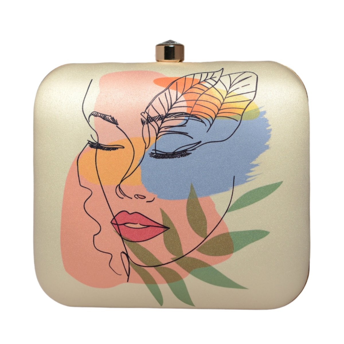 Abstract Art Face Printed Clutch