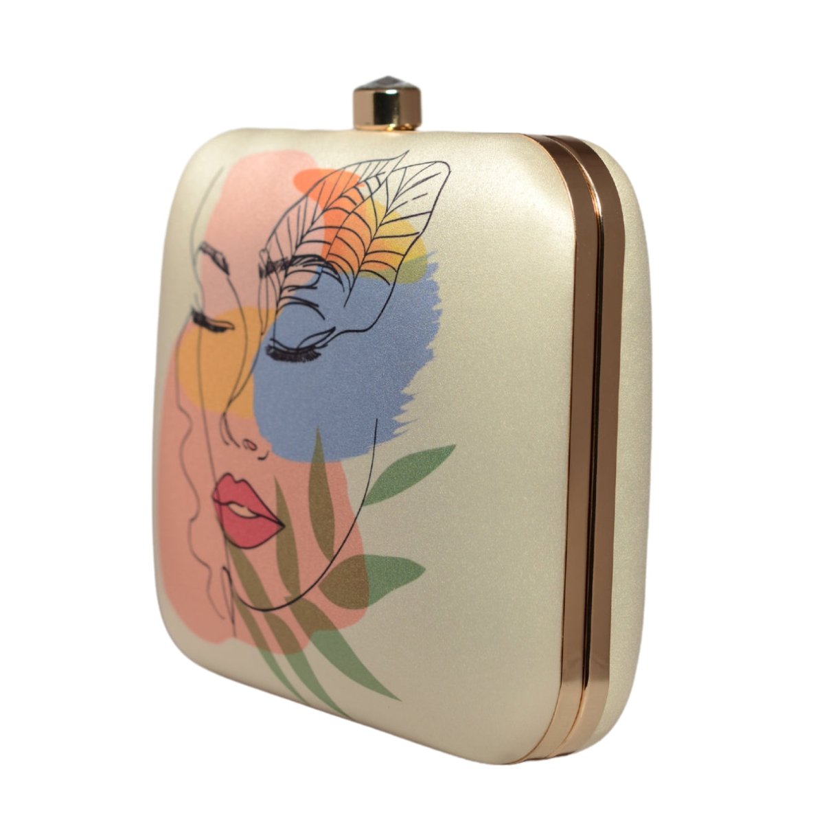 Abstract Art Face Printed Clutch