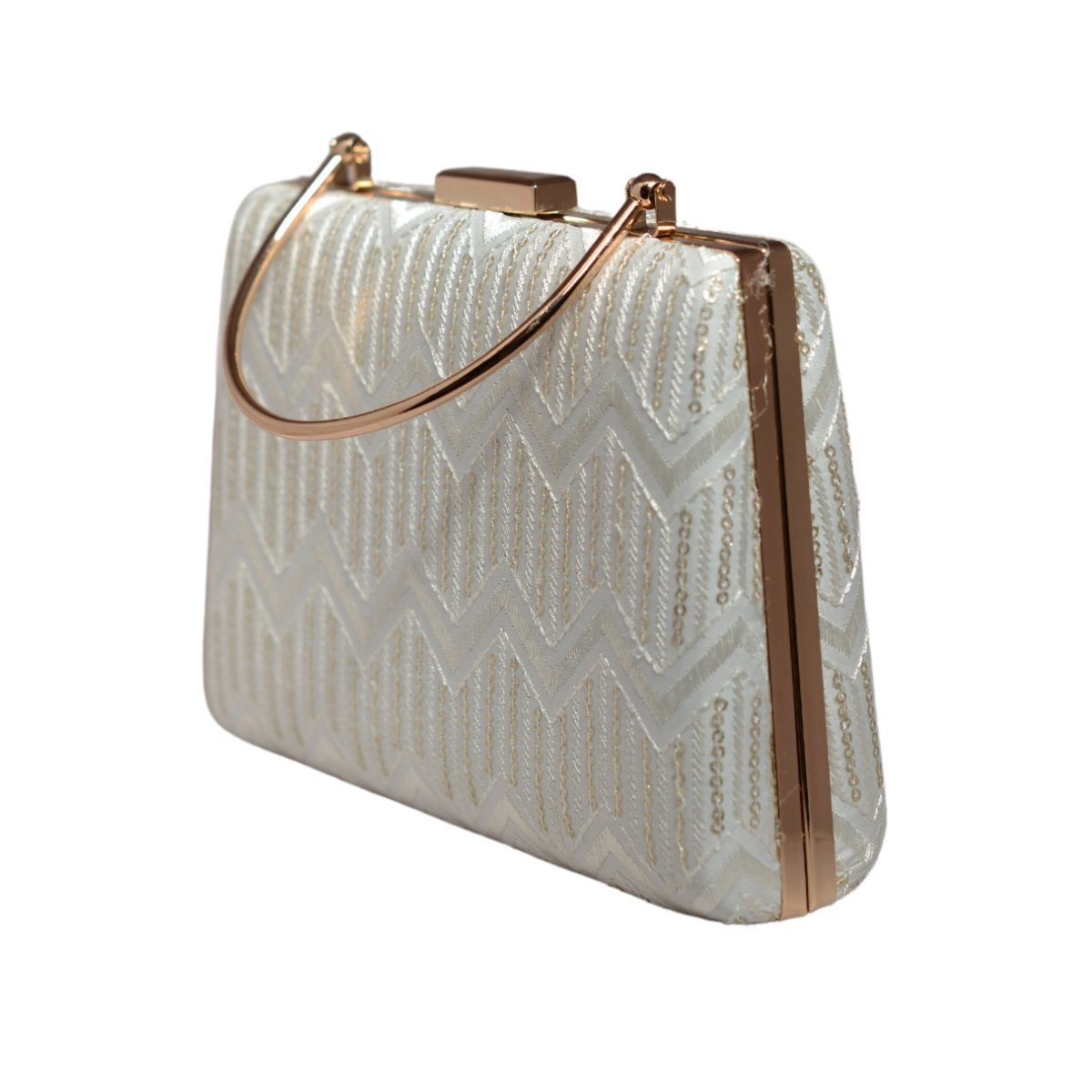 White Sequins Embroidery Party Clutch