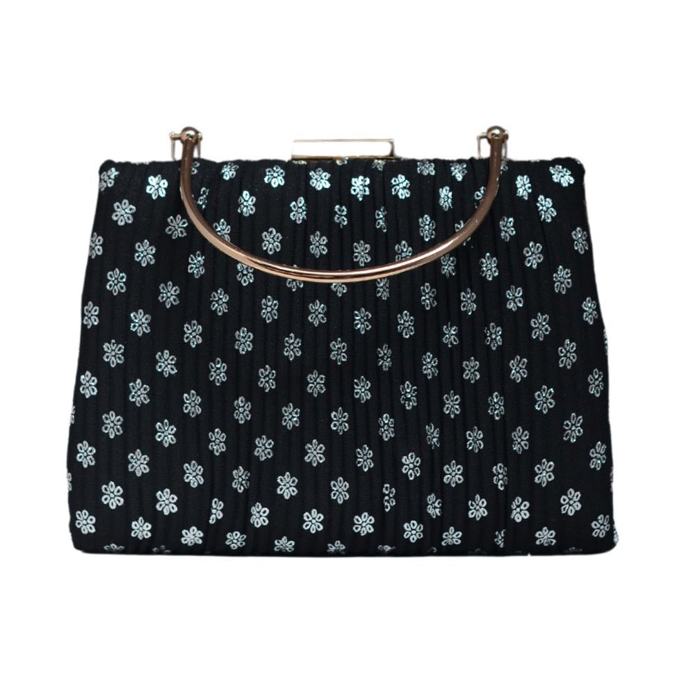 Artklim Black Embroidery Party Clutch