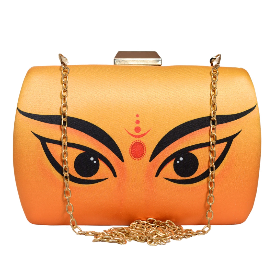 Artklim Durga Eyes Yellow Printed Clutch