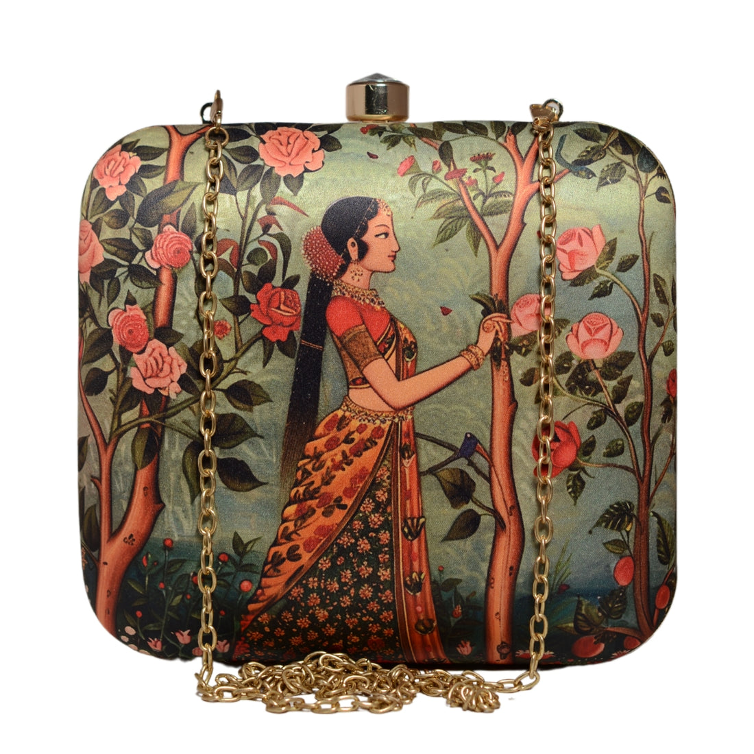 Traditional Indian Woman Printed Clutch