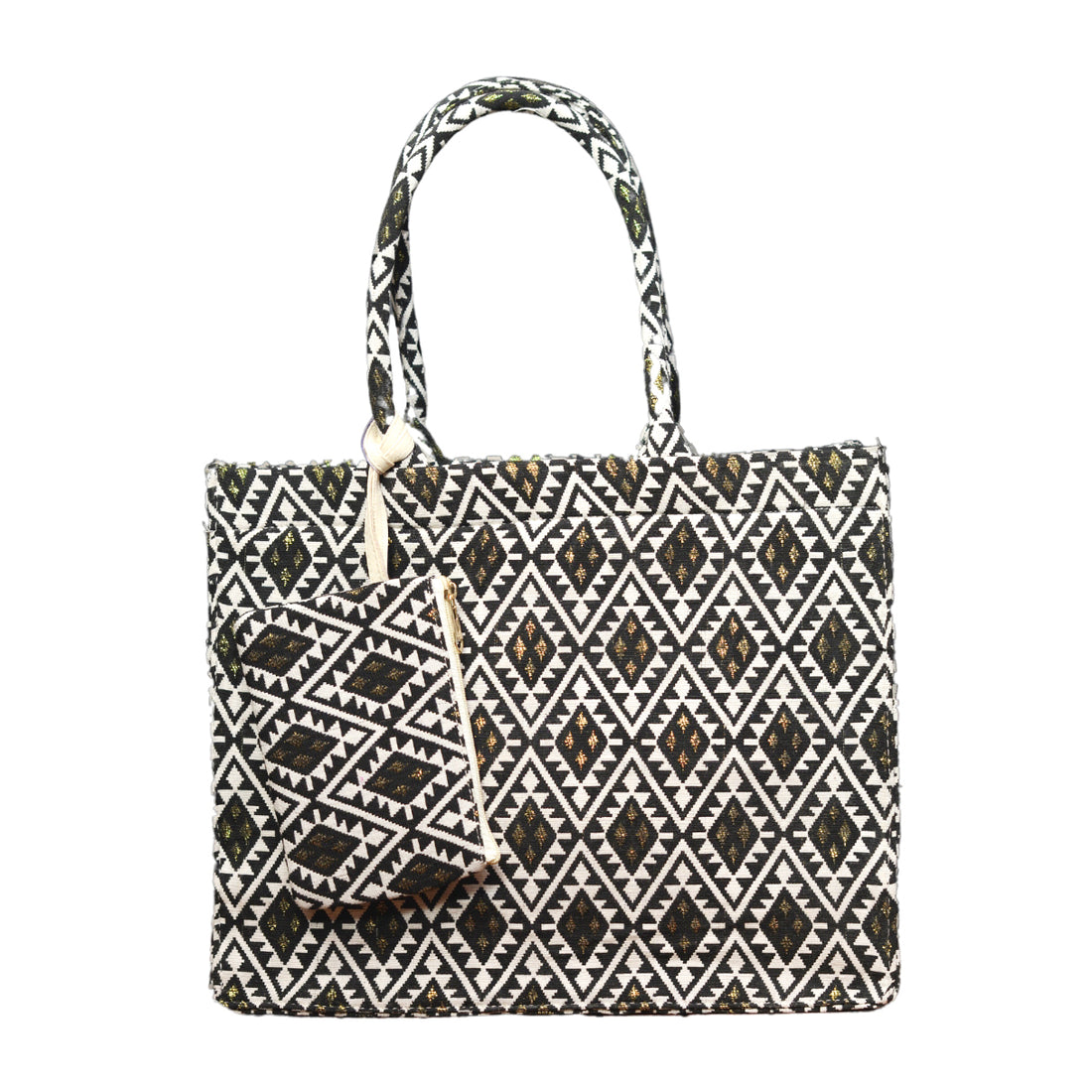 Multipattern Jacquard Box Style Tote bag