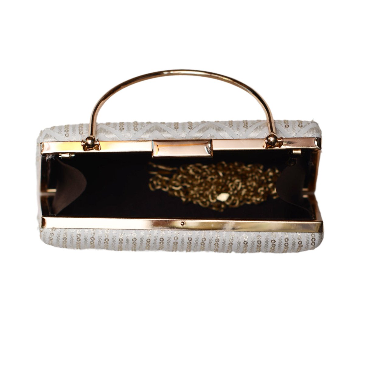 White Sequins Embroidery Party Clutch