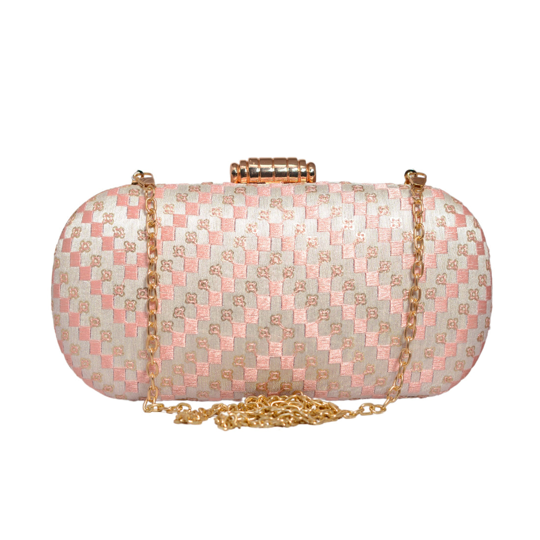 Grey Zigzag Sequins Embroidery Clutch