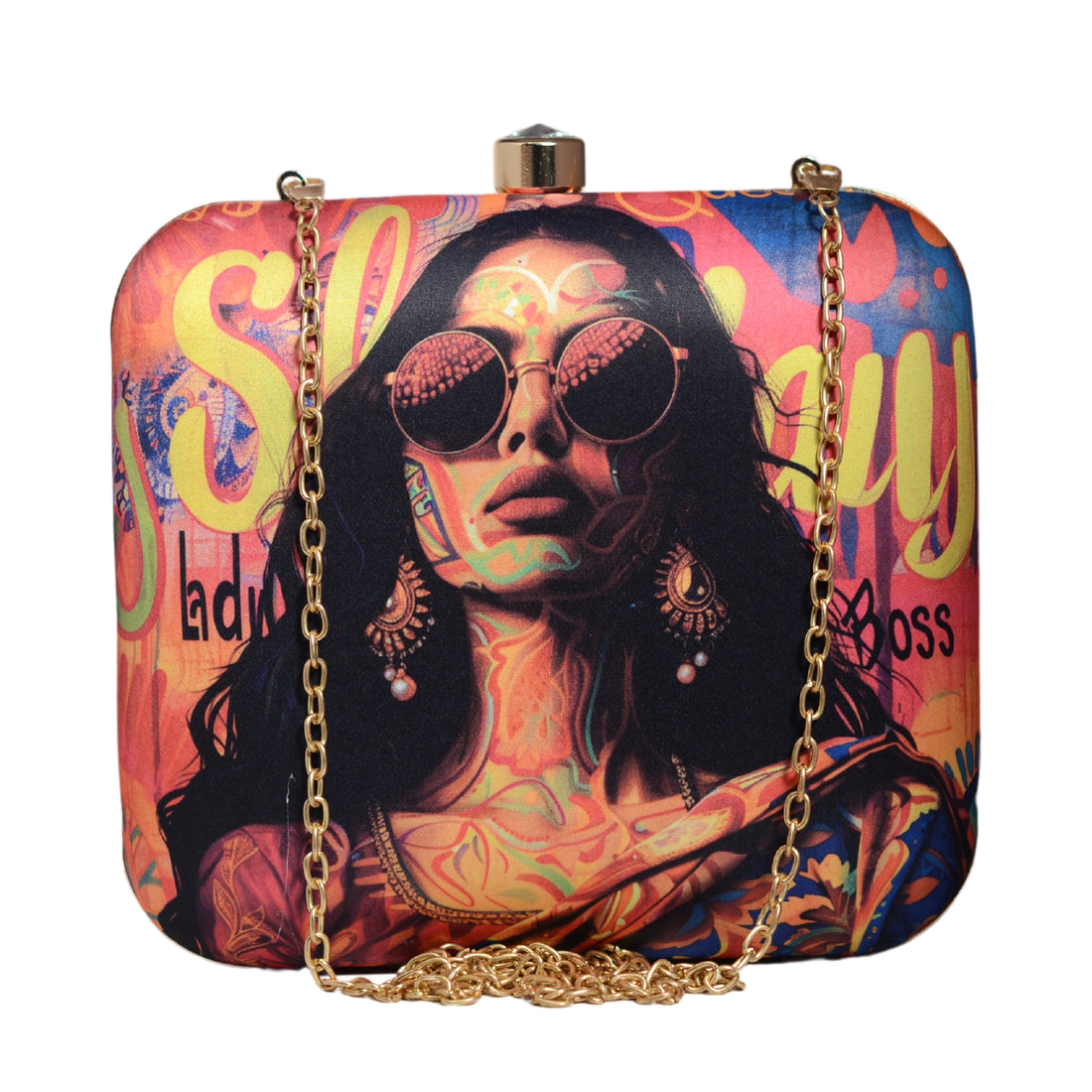 Sassy Woman Portrait Printed Clutch