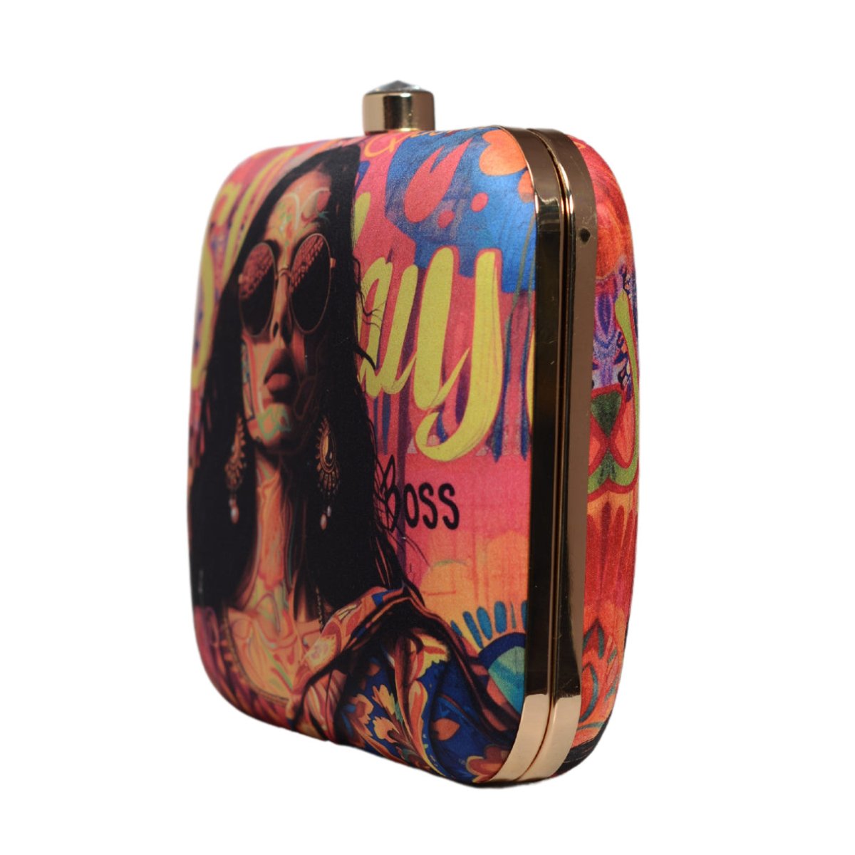 Sassy Woman Portrait Printed Clutch