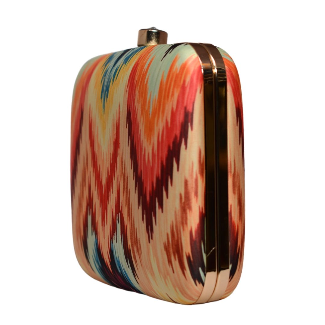 Multicoloured Ikkat Printed Clutch