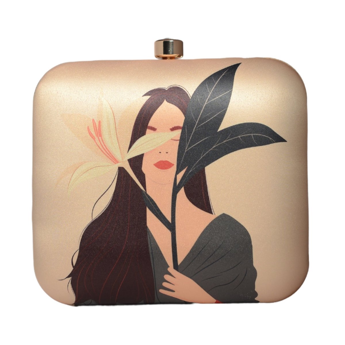 Woman And Flower Portrait Clutch