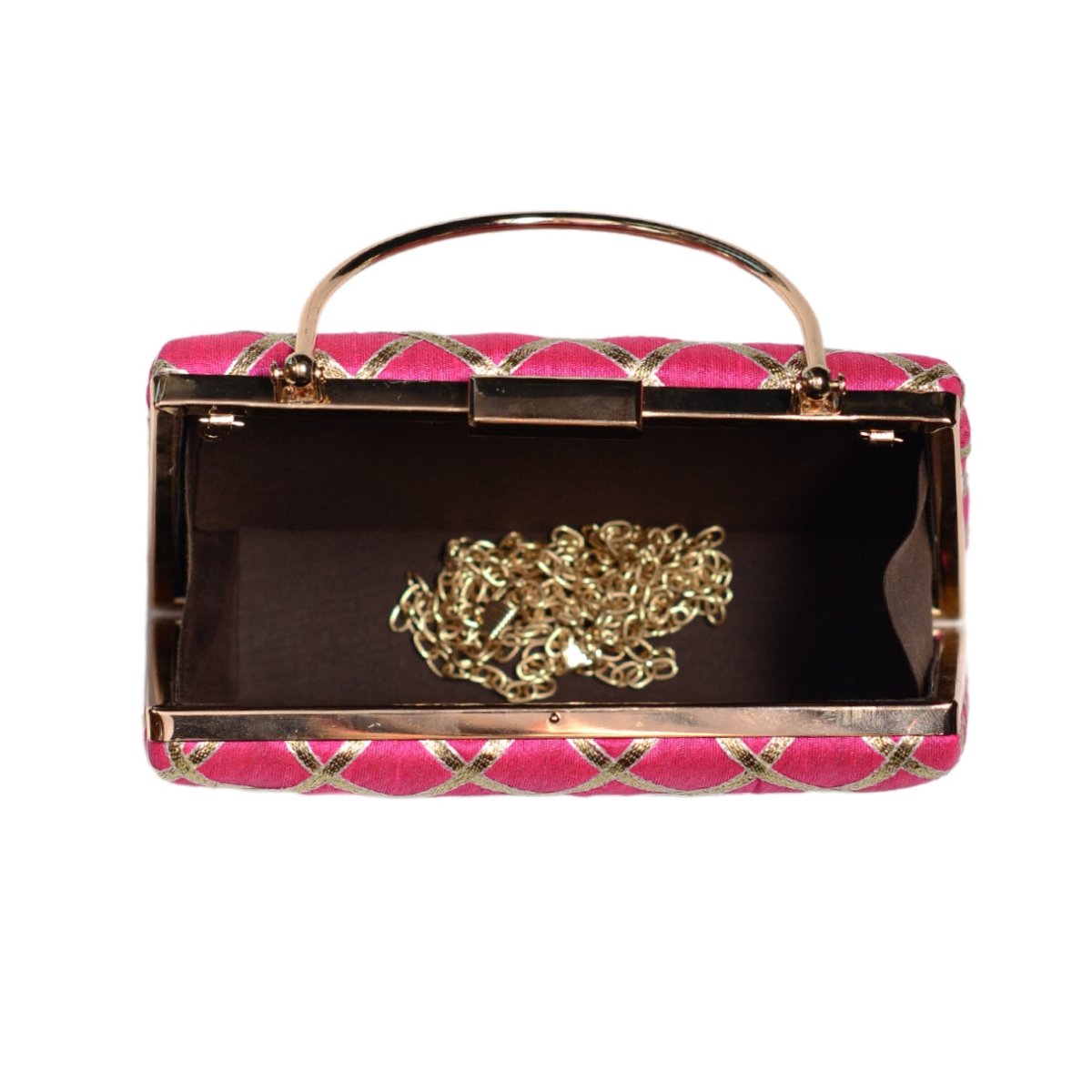 Magenta Pink Gota Patti Fabric Clutch