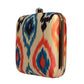 Red And Blue Ikkat Printed Clutch