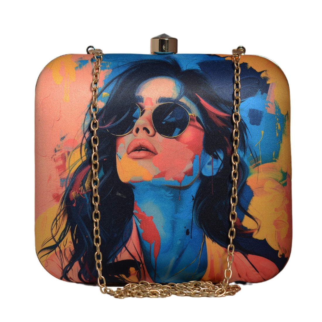 Multicolour Woman Portrait Clutch